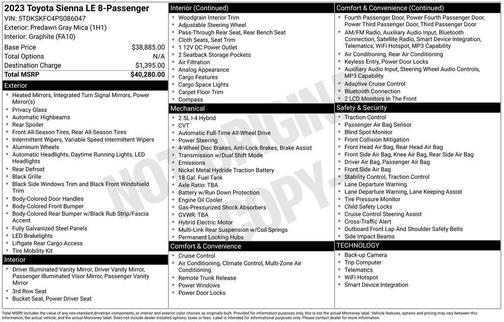 Predawn Gray Mica 2023 Toyota Sienna LE