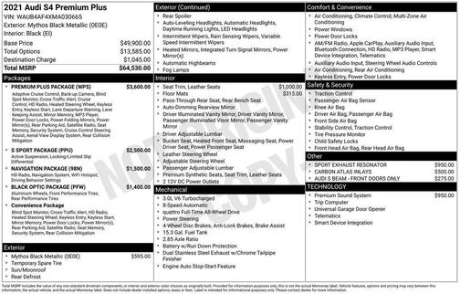 Mythos Black Metallic 2021 Audi S4 3.0T Premium Plus