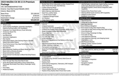 Soul Red Crystal Metallic 2023 Mazda CX-30 Premium Package