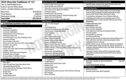 Summit White 2024 Chevrolet Trailblazer LT