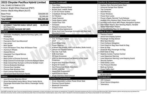 2022 Chrysler Pacifica Hybrid Limited