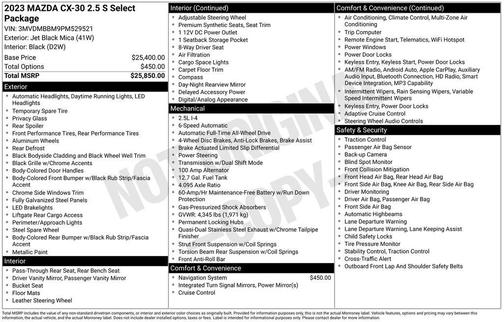 2023 Mazda CX-30 2.5 S Select Package