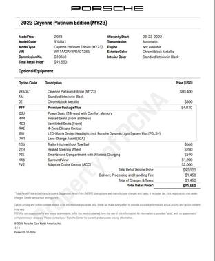 2023 Porsche Cayenne Platinum Edition