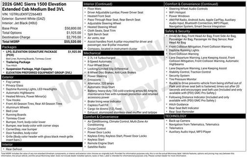 Summit White 2026 GMC Sierra 1500 Elevation