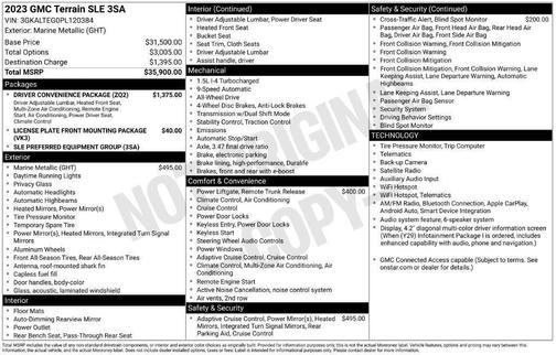 Marine Metallic 2023 GMC Terrain SLE