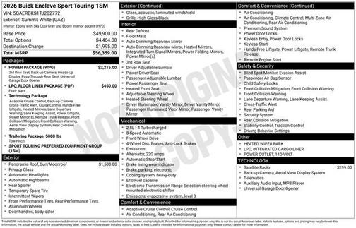 Summit White 2026 Buick Enclave Sport Touring