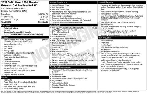 Summit White 2023 GMC Sierra 1500 Elevation