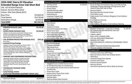 Summit White 2026 GMC Sierra EV Extended Range Elevation