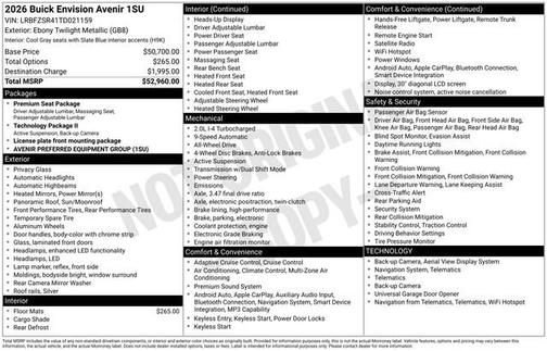 Ebony Twilight Metallic 2026 Buick Envision Avenir