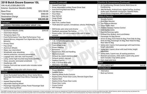 Quicksilver Metallic 2018 Buick Encore Essence