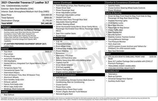 Satin Steel Metallic 2021 Chevrolet Traverse LT Leather