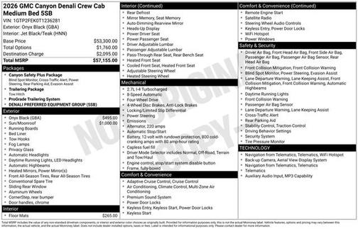 Onyx Black 2026 GMC Canyon 4WD Denali