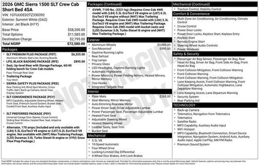Summit White 2026 GMC Sierra 1500 SLT