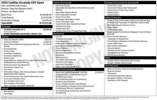 Deep Sea Metallic 2025 Cadillac Escalade ESV 4WD Sport