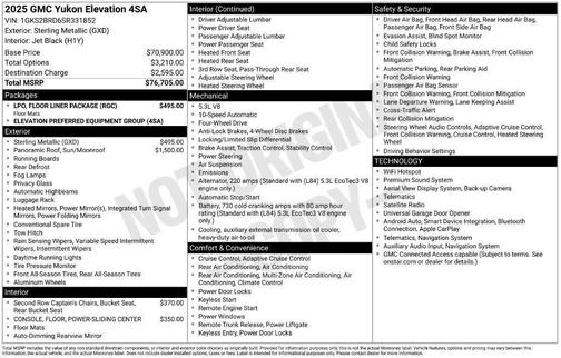 Sterling Metallic 2025 GMC Yukon 4WD Elevation