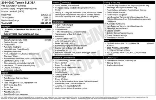 Ebony Twilight Metallic 2024 GMC Terrain SLE