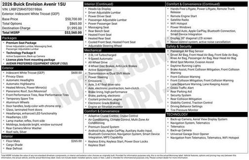 Iridescent White Tricoat 2026 Buick Envision Avenir