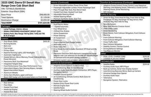 Onyx Black 2025 GMC Sierra EV Max Range Denali