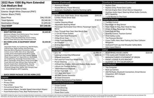 Bright White Clearcoat 2022 RAM 1500 Big Horn