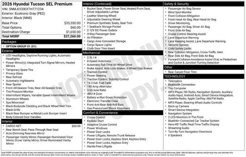 Gray 2026 Hyundai TUCSON SEL Premium