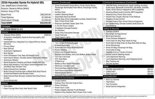 2026 Hyundai SANTA FE HEV SEL