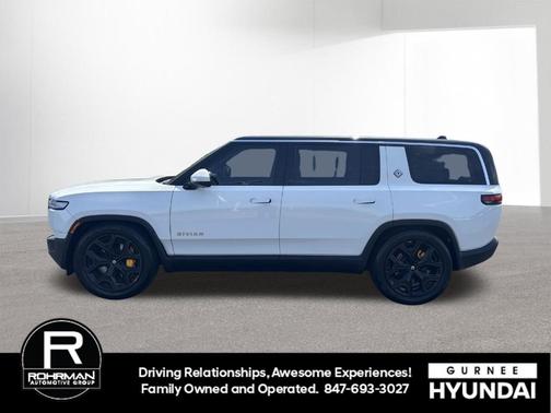 Glacier White 2023 Rivian R1S Adventure Quad Motor Large Pack