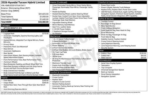 2026 Hyundai TUCSON Hybrid Limited