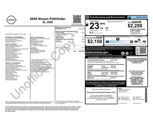 Black 2026 Nissan Pathfinder SL
