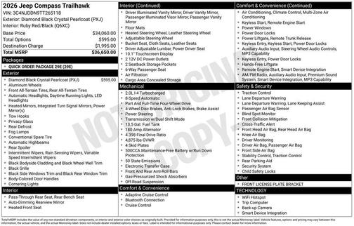 Diamond Black 2026 Jeep Compass Trailhawk