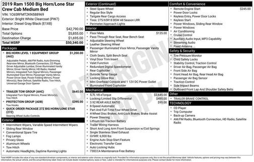 Bright White Clearcoat 2019 RAM 1500 Big Horn