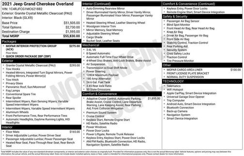 Granite Crystal Clearcoat Metallic 2021 Jeep Grand Cherokee Overland