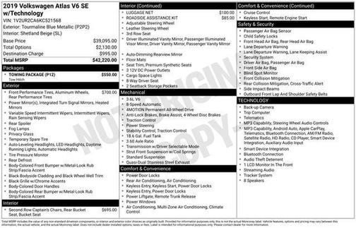 2019 Volkswagen Atlas 3.6L SE w/Technology