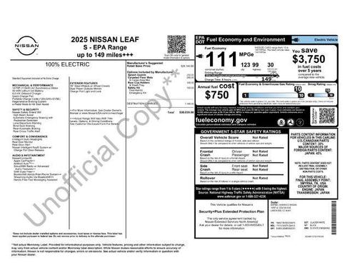 Glacier White 2025 Nissan Leaf S