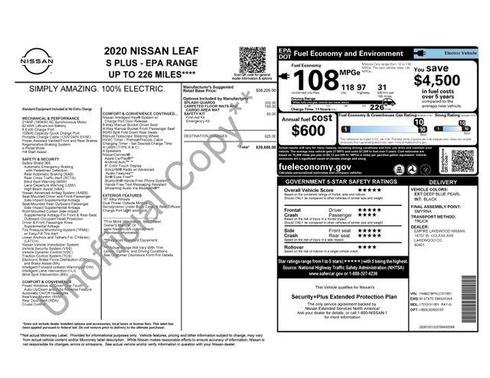 Deep Blue Pearl 2020 Nissan Leaf S PLUS