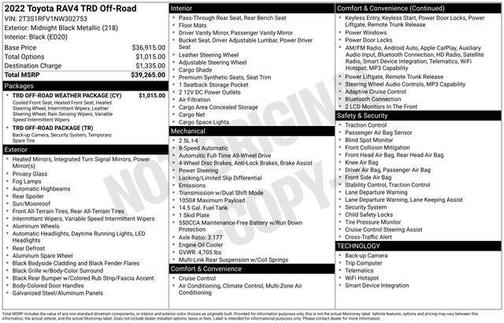 Midnight Black Metallic 2022 Toyota RAV4 TRD Off Road