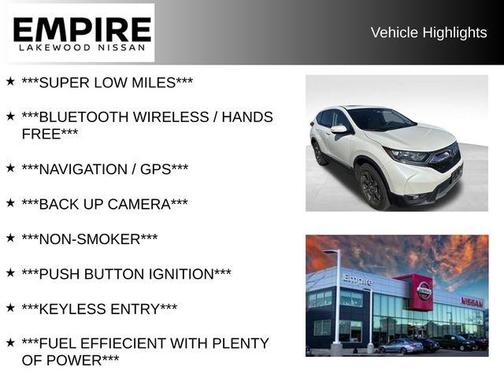 White 2018 Honda CR-V EX