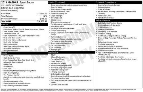 Black Mica 2011 Mazda Mazda3 i Sport