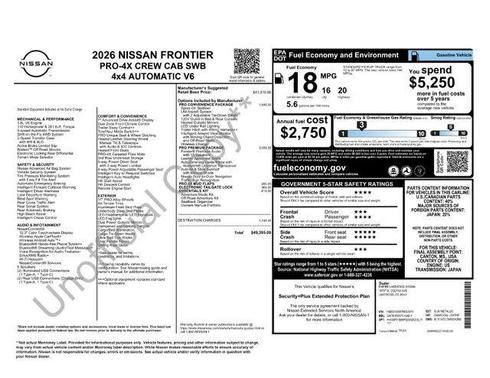 Gun Metallic 2026 Nissan Frontier PRO-4X