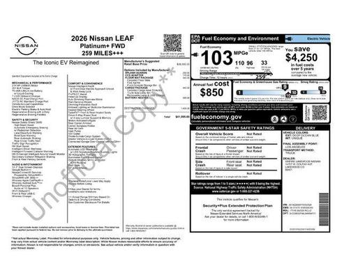 Deep Ocean Blue 2026 Nissan Leaf PLATINUM+