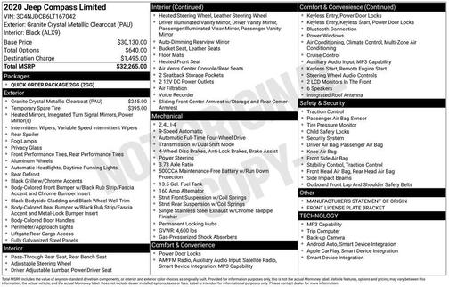 Granite Crystal Clearcoat Metallic 2020 Jeep Compass Limited