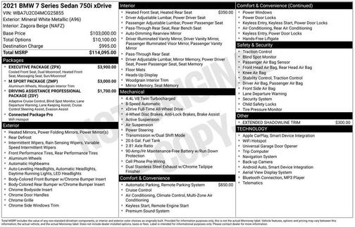 White Metallic 2021 BMW 750 i xDrive