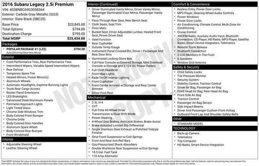 2016 Subaru Legacy Premium