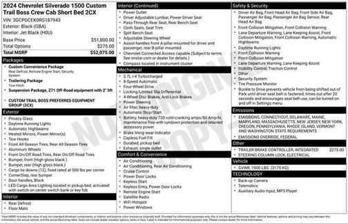 2024 Chevrolet Silverado 1500 Custom Trail Boss