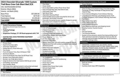 2024 Chevrolet Silverado 1500 Custom Trail Boss