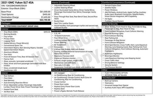 Onyx Black 2021 GMC Yukon SLT