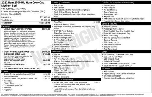 2022 RAM 2500 Big Horn Crew Cab 4x4 6'4' Box