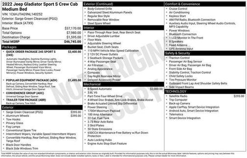 2022 Jeep Gladiator Sport S