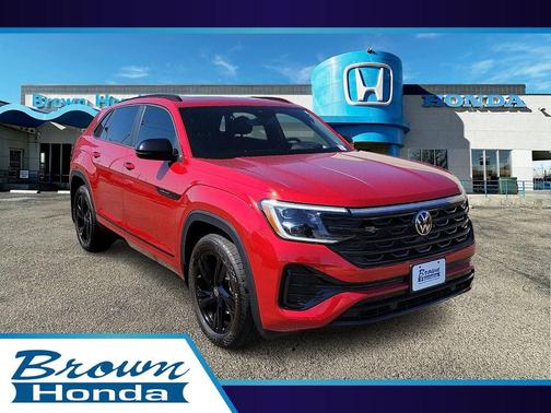 Aurora Red Metallic 2025 Volkswagen Atlas Cross Sport 2.0T SEL R-Line Black