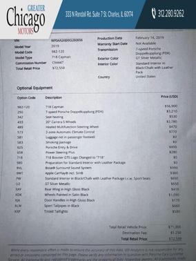 2019 Porsche 718 Cayman Base