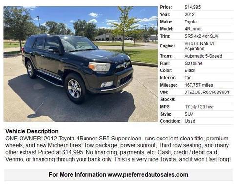 2012 Toyota 4Runner SR5